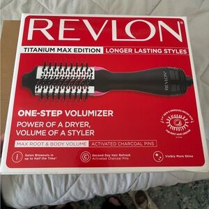 REVLON one-step hair dryer and volumizer hot air brush, titanium max edition